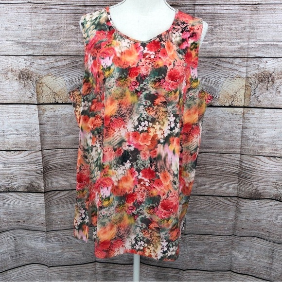 Athleta Refined Zephyr Tank Bloom Spring Pink Orange Floral Size XL - Picture 1 of 10